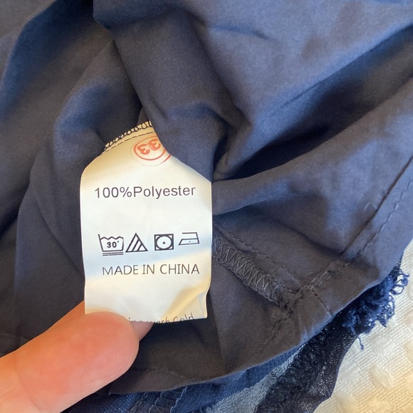 NEW! MISS SPARKLING Off Shoulder Top Blouse SWISS DOTS Navy Blue S L Long Sleeve - Picture 7 of 8